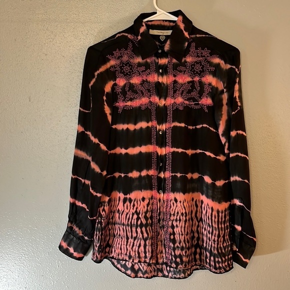 Rapsodia 100%rayón long sleeved blouse with embroidery. Size Small - Picture 1 of 9